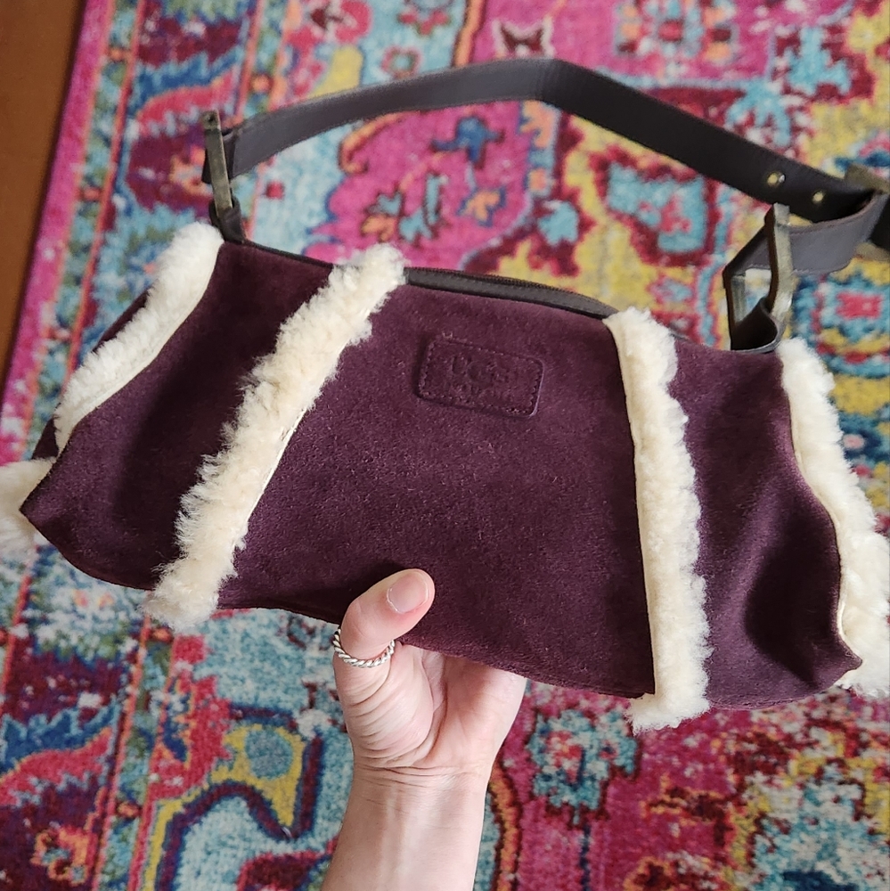Purple Ugg Shearling and Suede Purse